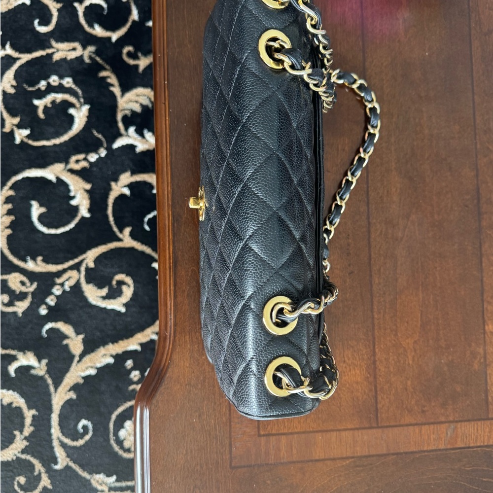 Chanel Black Caviar Vintage Jumbo Single Flap -24k gold hardware - Picture 8 of 17